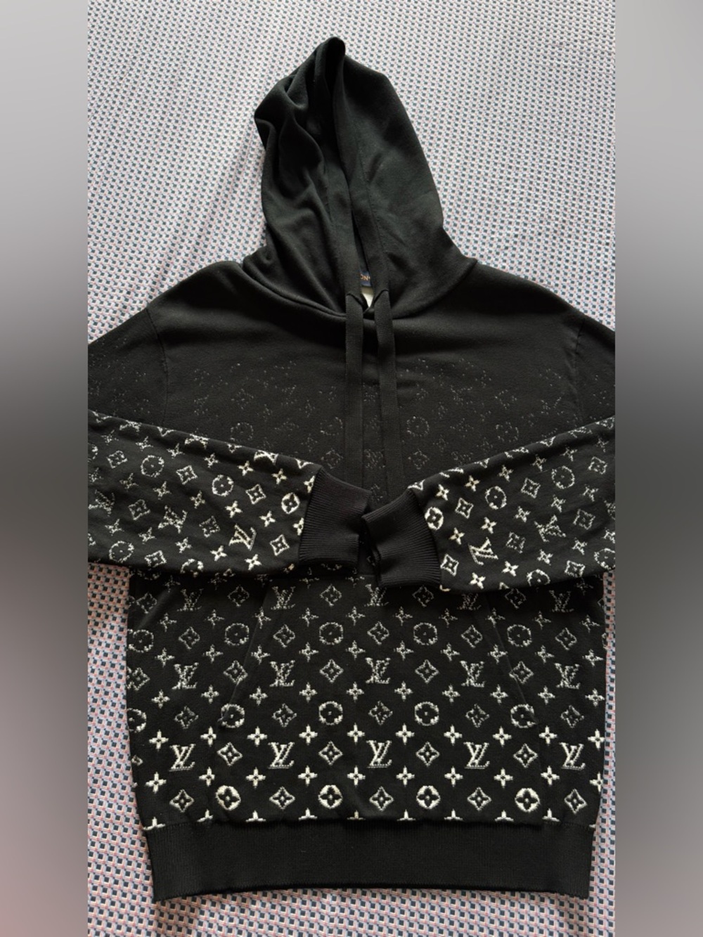 Louis Vuitton Black and White Monogram Hoodie Sweater